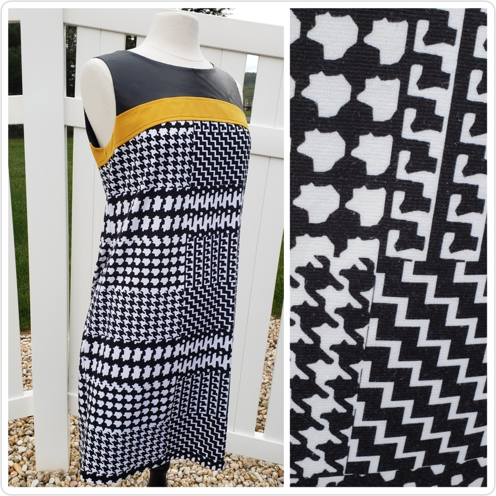 NY Collection Vegan Leather Moto Dress Zig Zag